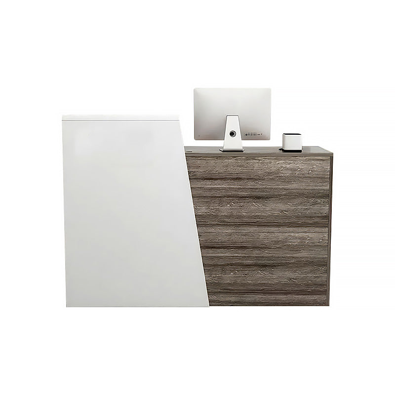 Color-Blocked Straight Reception Desk with Keyboard Tray and Lockable Drawer – Ideal for Clothing Stores and Salons JDT-102