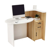 Oval Small Reception Desk with Corner and Lockable Drawer for Barbershops and Clothing Stores JDT-1055