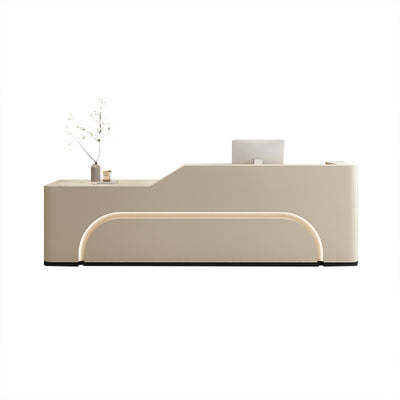 Curved Design Straight Reception Desk with Desktop Corner and Large Storage for Offices and Salons JDT-1037