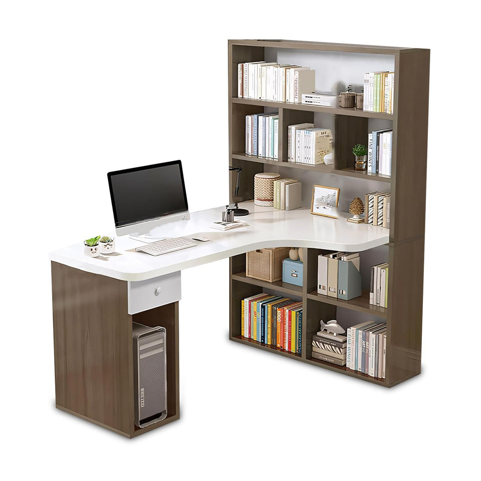 Corner Computer Desk with Bookshelf - Ideal for Students and Home Offices BGZ-164