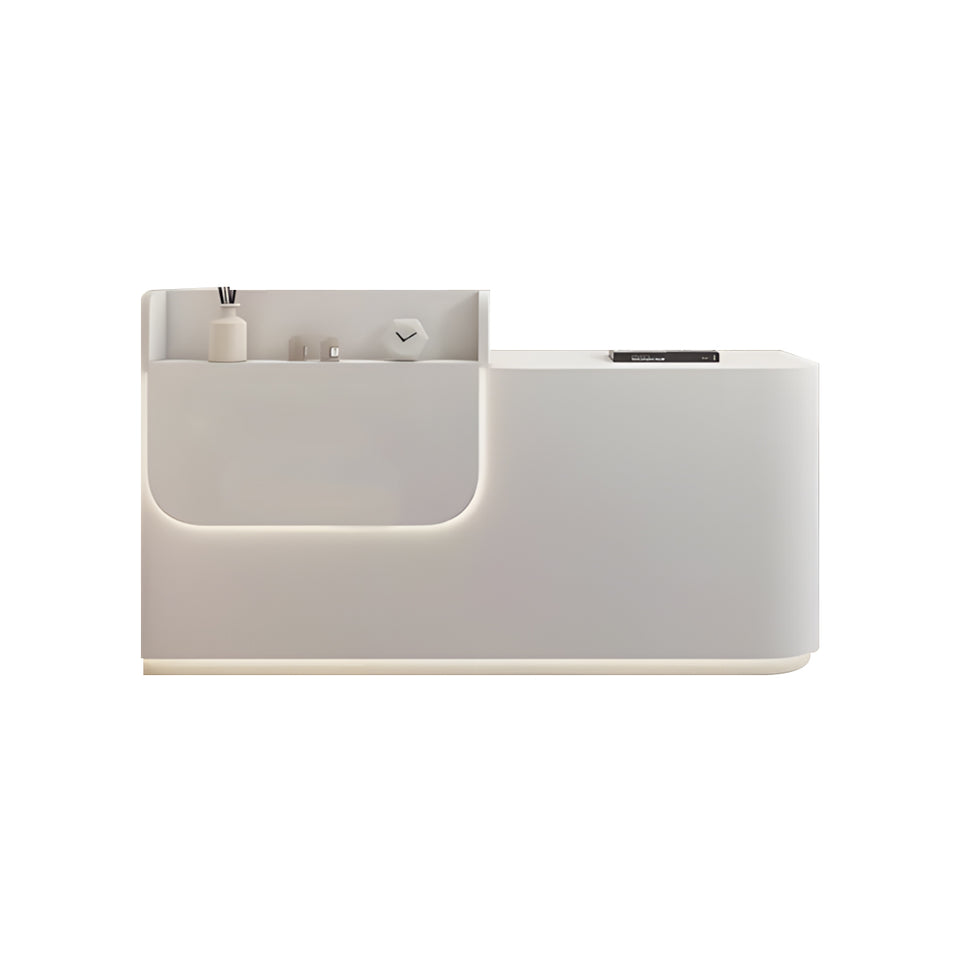 Elegant Stylish Reception Desk with LED Lighting and Ample Storage for Clothing Stores, Beauty Salons, and Small Offices JDT-2353