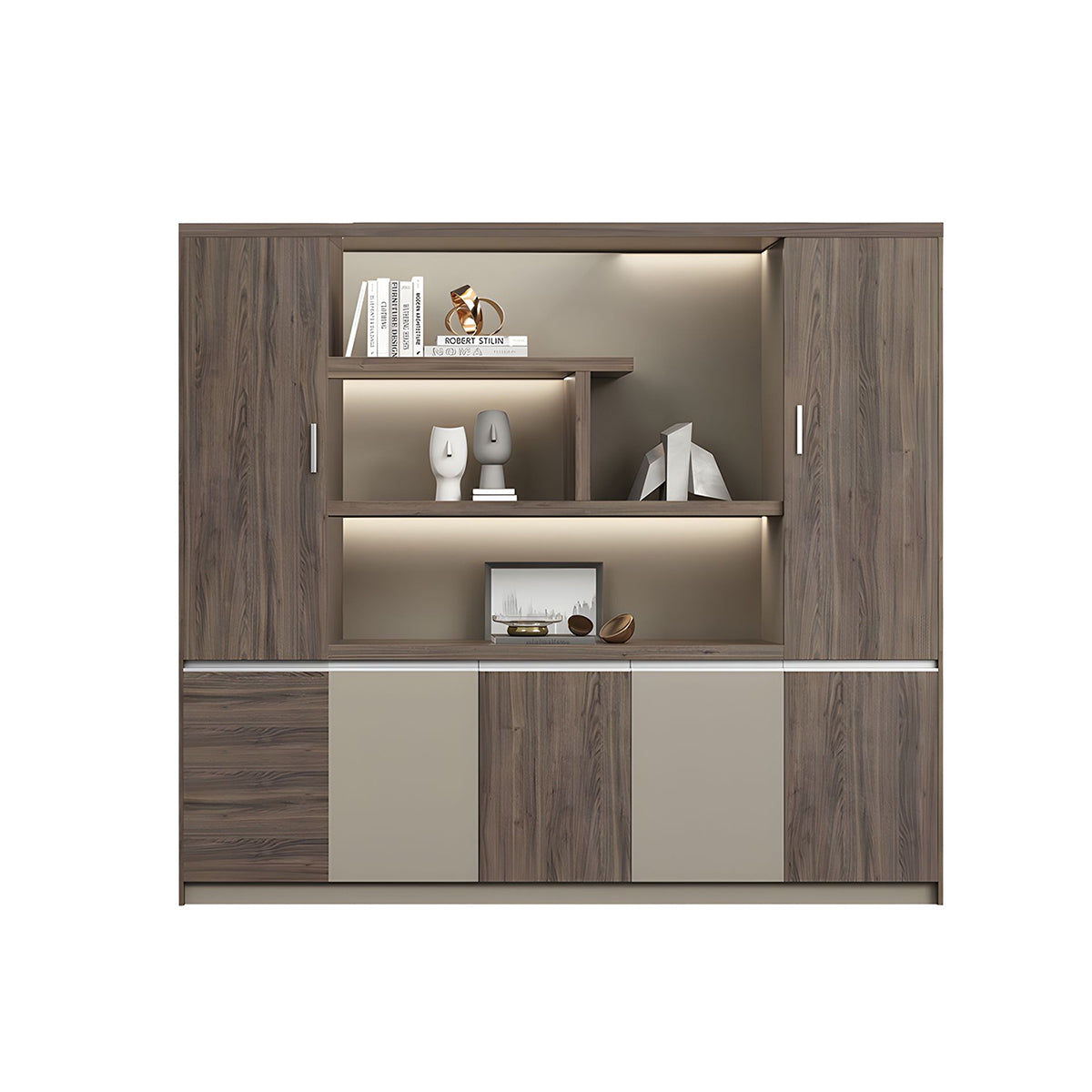 Premium Wooden Executive Lockable Cabinet, Modern Office Storage Cabinet, Background Storage and Archive Bookcase WJG-2169