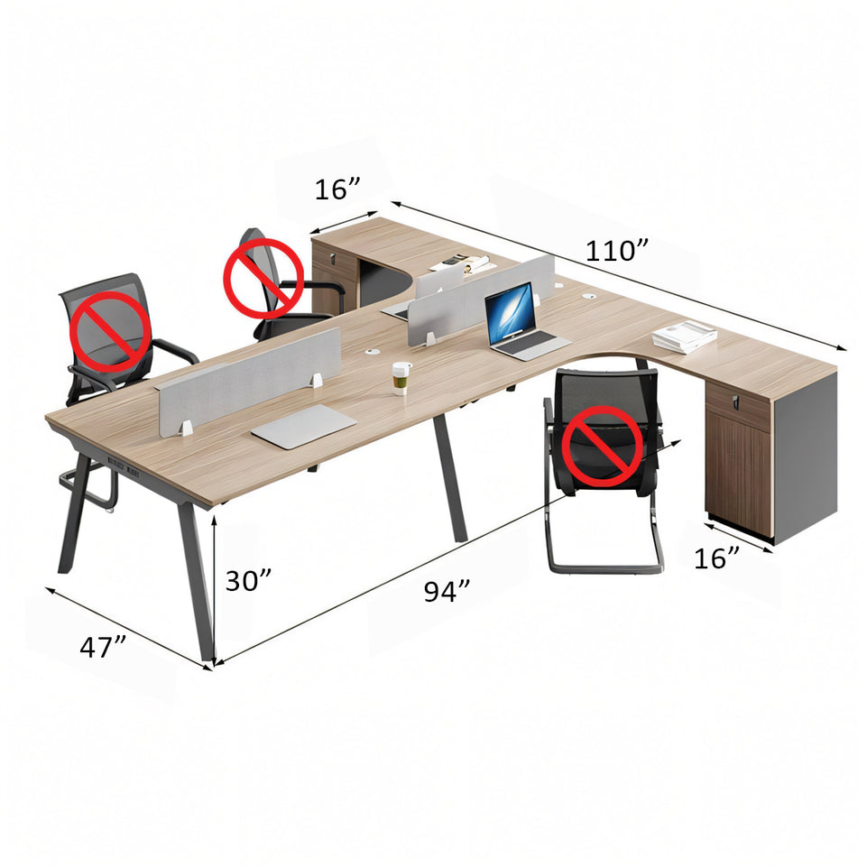 Modern Office Desk and Chair Set for 2/4/6 Employees – Sleek and Simple Design BGZ-K004