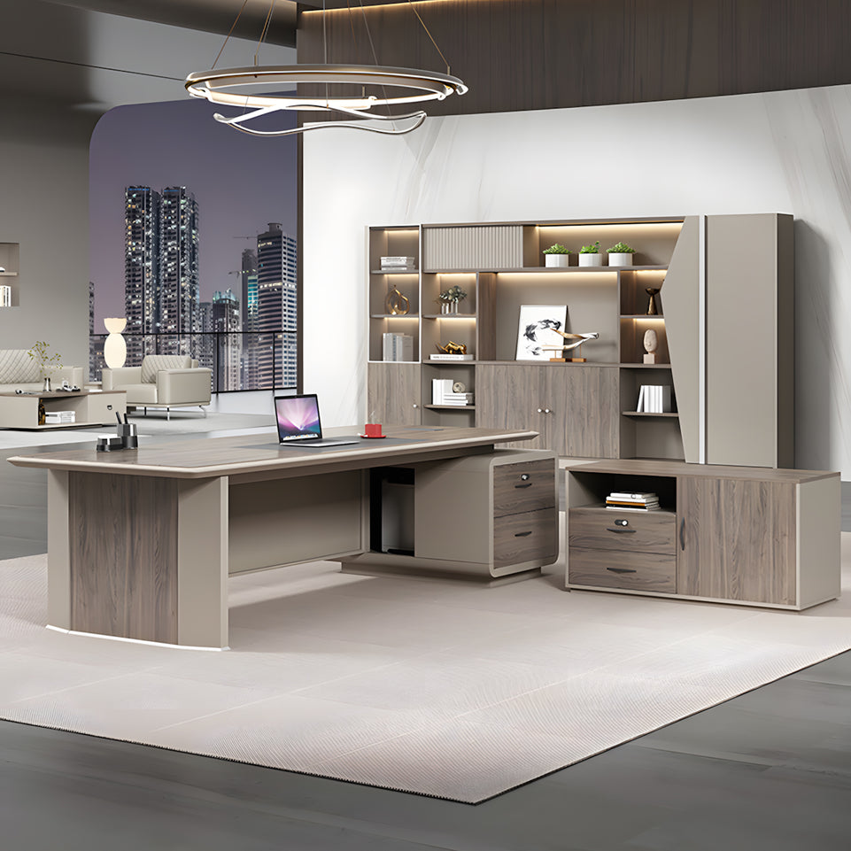 Elegant Executive Desk With Rounded Edge Design Modern Minimalist Office Desk LBZ-10163