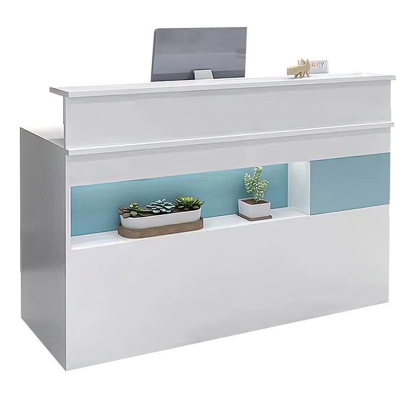 Hollow Design Small Front Desk with Display Window and Lockable Drawer for Shop JDT-1065