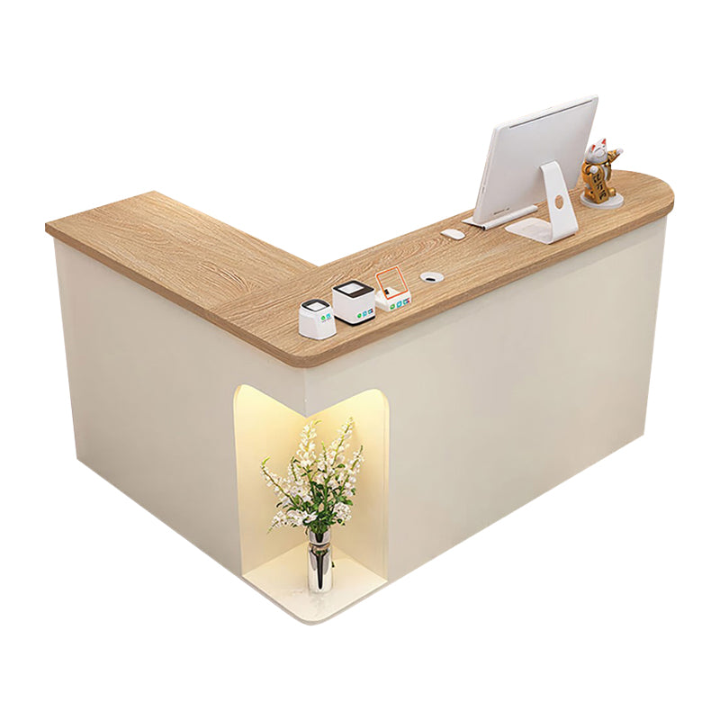 Display Corner L-Shaped Small Reception Desk with Cabinet for Clothing Stores JDT-1053