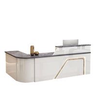 Jigsaw Design L-Shaped Reception Desk with Keyboard Tray and Drawers for Small Supermarkets JDT-1024