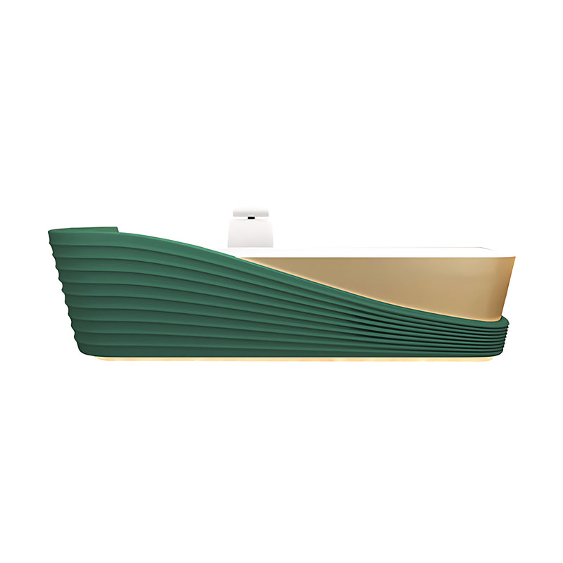 Boat-Shaped Stainless Steel Straight Reception Desk with Large Storage for Hair Salons JDT-109