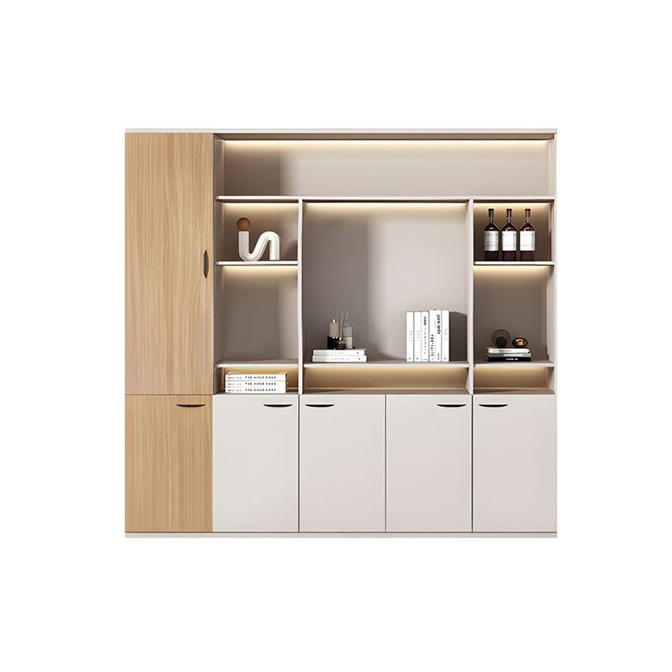 Elegant Executive File Cabinet, Solid Wood Office Background Cabinet, Archival Bookcase with Spacious Open Storage and Premium Hardware WJG-2109