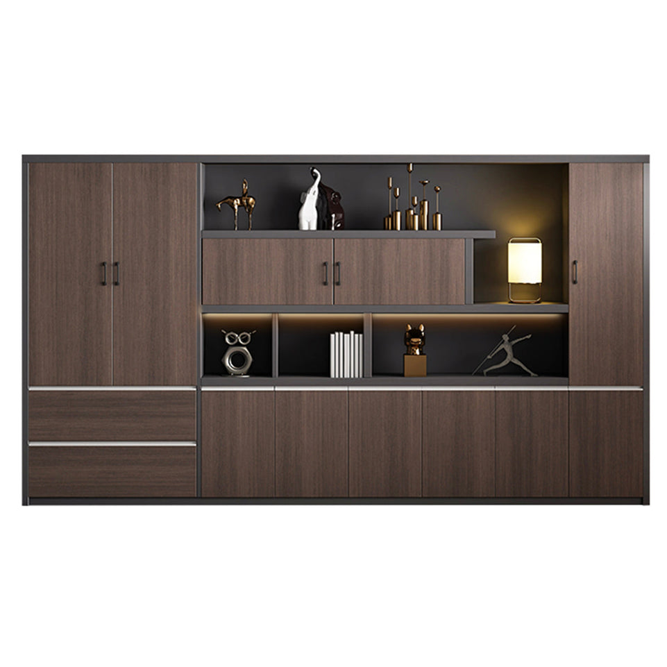 Storage Cabinet, With LED Strip, L126" x W16" x H79", for office storage space, office storage furniture
