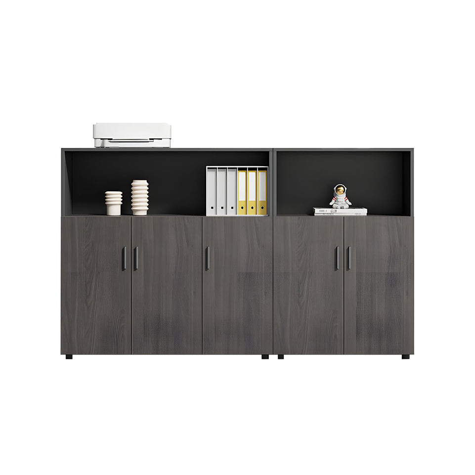 Modern Office Cabinet with Ample Storage, Wooden Floor-Standing Cabinet, Partitioned Storage, Quiet Hinges, and Sleek Aluminum Handles CWG-2174