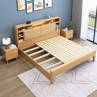 Solid Wood Bedroom Queen Bed with Storage Headboard (In Stock)