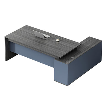 L-Shaped Executive Desk with Side Storage, Lumbar Support & Privacy Panel for Home Office