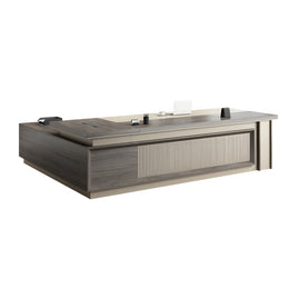 L-Shaped Executive Desk with Cable Management, Dual-Tone & Side Storage for Home Office