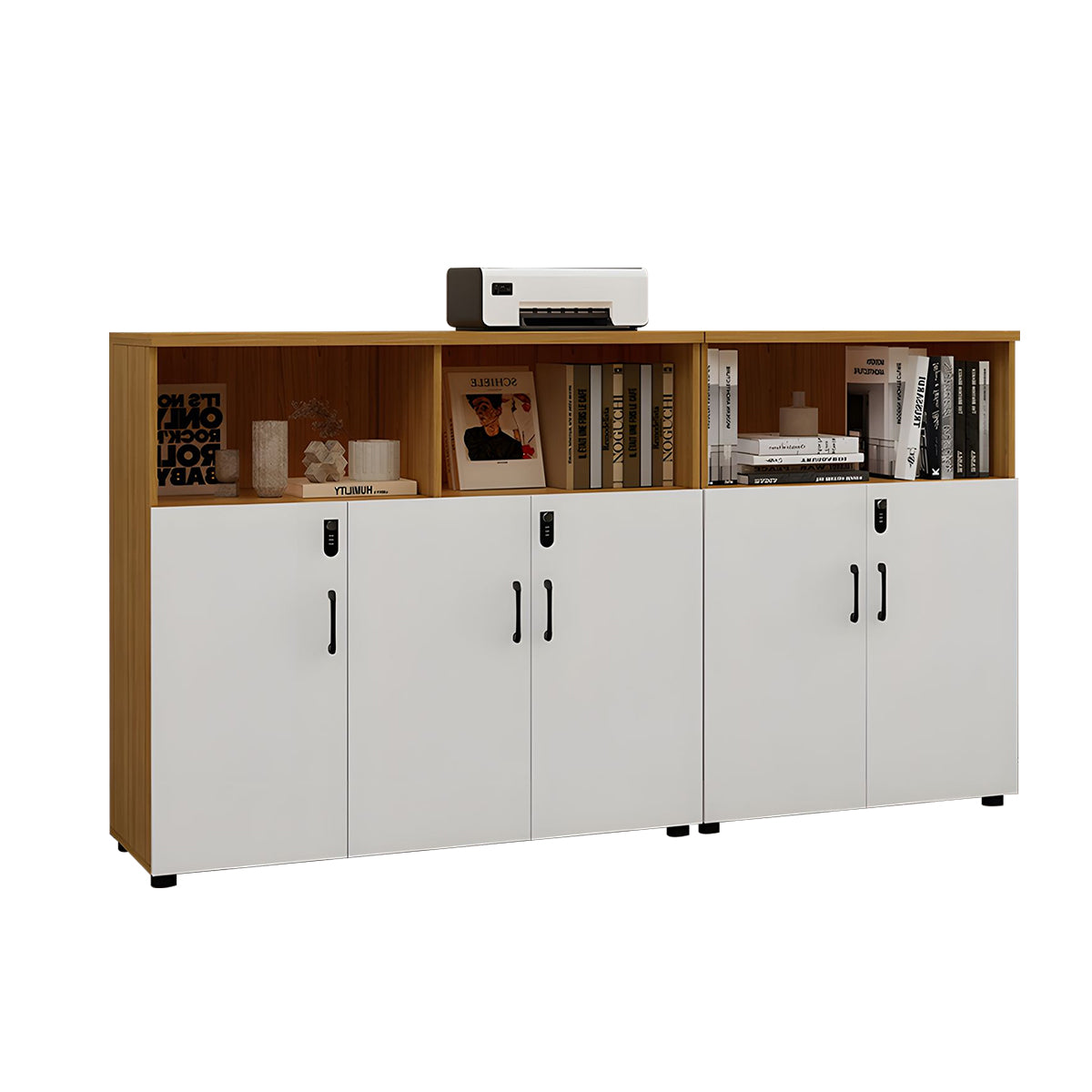 Stylish Lockable Wooden File Cabinet with Multi-Compartment Storage for Workspace CWG-2164