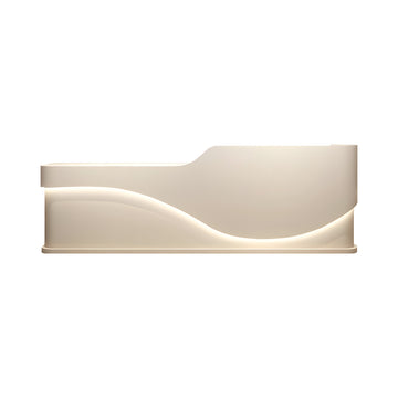 Curved Reception Desk 71-142 in Wide with Keyboard Tray, Lockable & LED Lighting for Salon