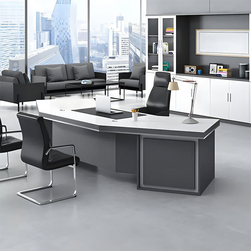 Modern Executive Desk 87-126 in Wide with Side Storage & Lumbar Support for Home Office