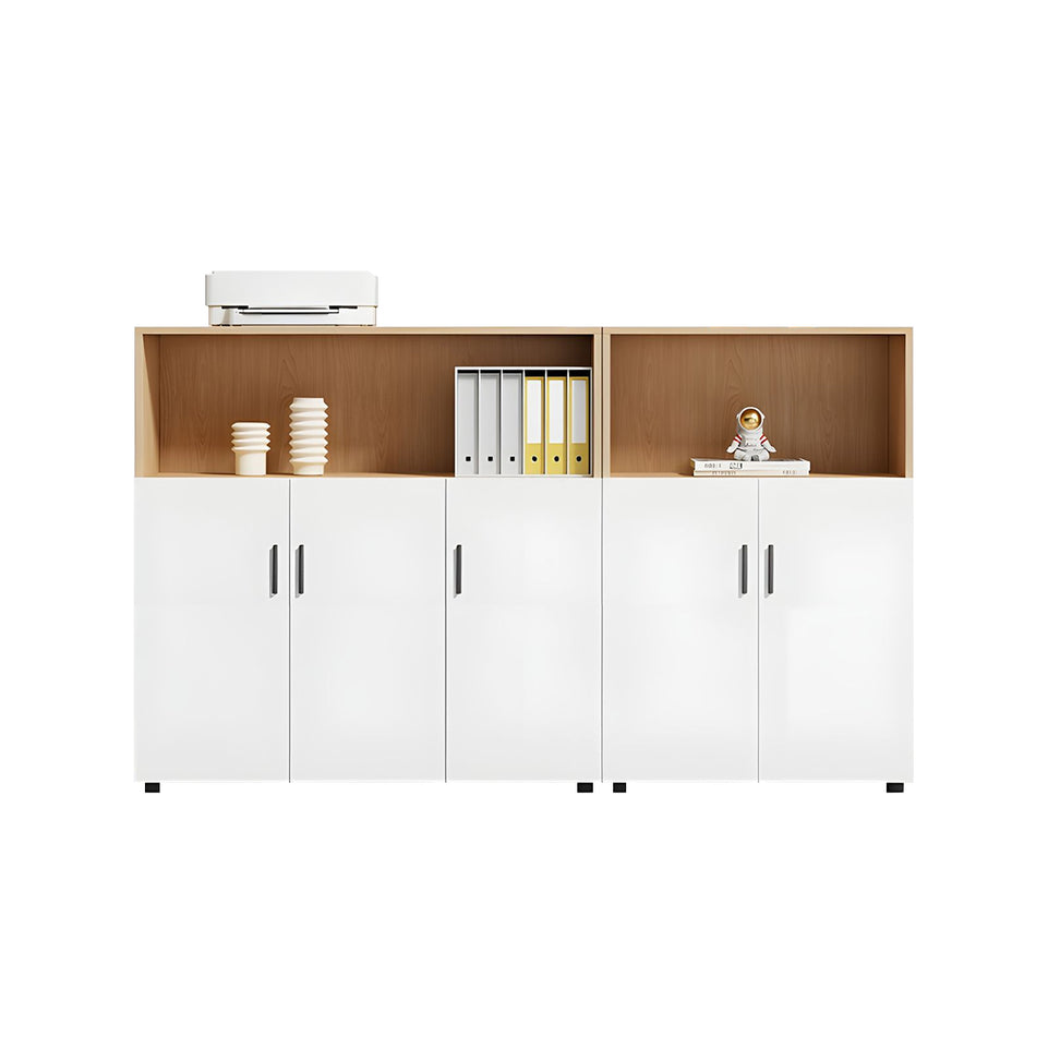 Modern Office Cabinet with Ample Storage, Wooden Floor-Standing Cabinet, Partitioned Storage, Quiet Hinges, and Sleek Aluminum Handles CWG-2174