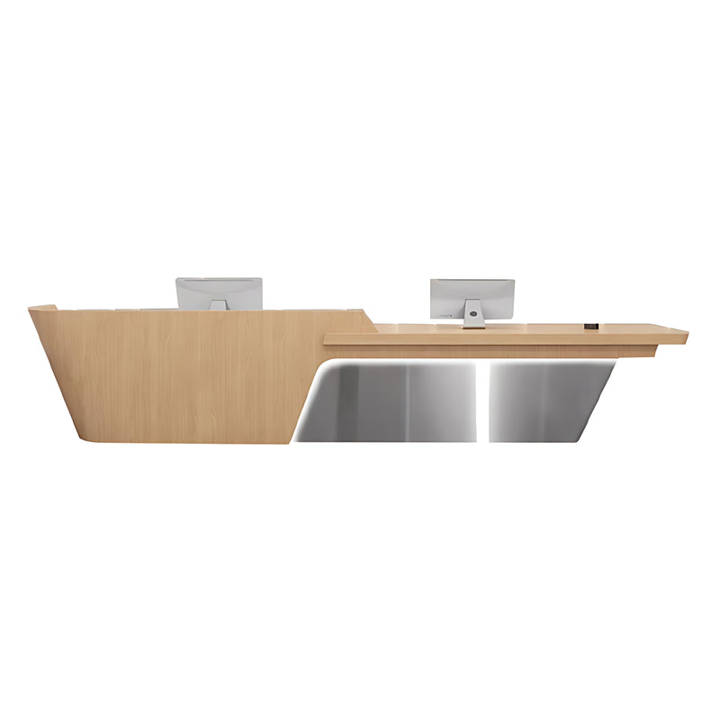 Boat-Shaped Reception Counter with LED Lights and Lockable Drawers for Lobby and Institution JDT-10126