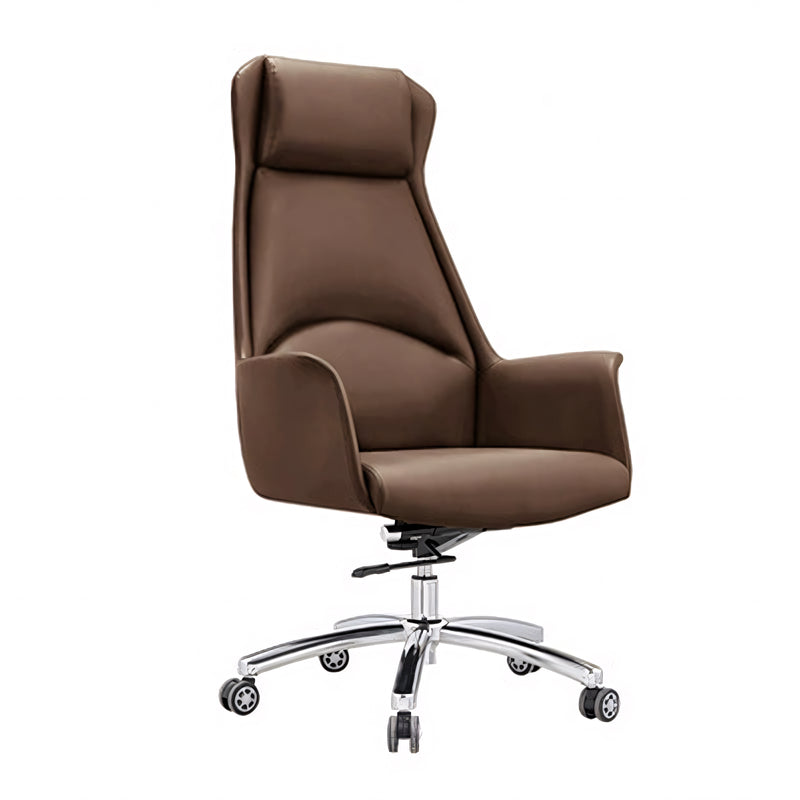 Modern Ergonomic Black Leather Office Chair with Wheels Adjustable Height and Recline LBY-K015