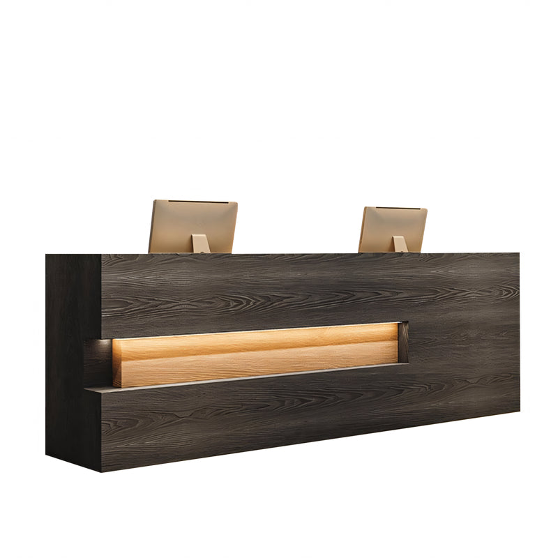 Hollow-Out Straight Solid Wood Reception Desk with Cabinets and Drawers for Clothing Stores and Hotels JDT-014