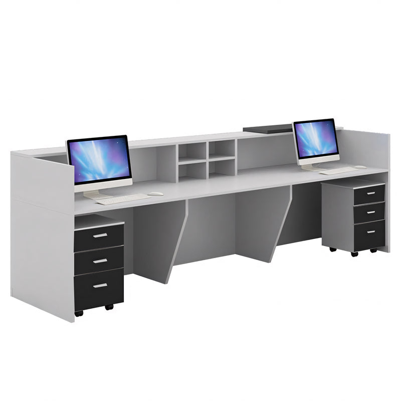 Color-Blocked Reception Desk with Compartments and Mobile Cabinet for Offices JDT-1096