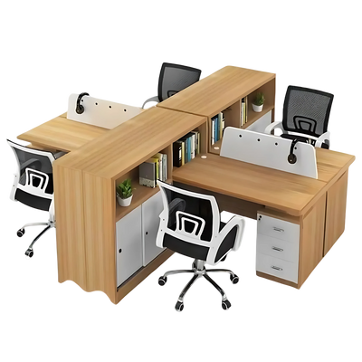 Modern Office Desk and Chair Set for Six with Partition Dividers BGZ-013
