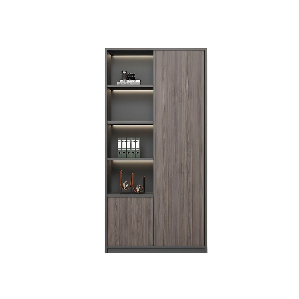 Contemporary Executive Spacious Wooden Office File Cabinet with Hidden Storage and Press-to-Open Doors WJG-2179
