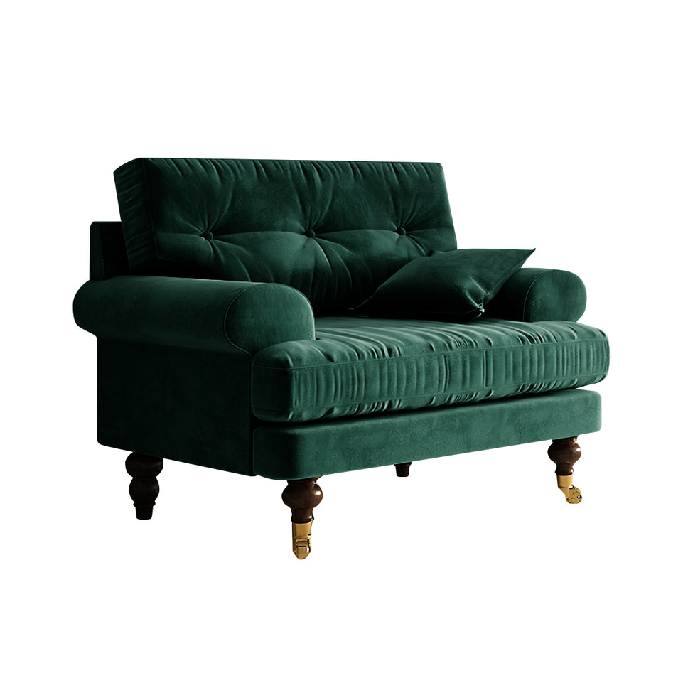 Modern Sofa 35-94 in Wide with Velvet & Solid Wood for Reception Area