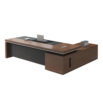 Modern Executive Desk with Cable Management, Side Storage & Lumbar Support for Home Office