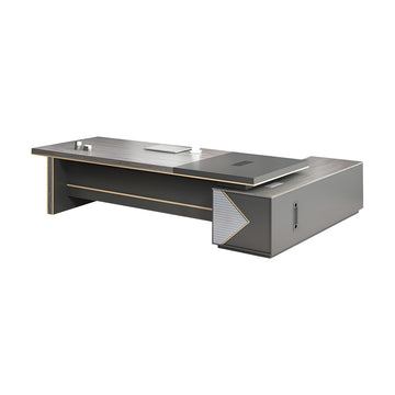 Modern Executive Desk with Cable Management, Side Storage & Lumbar Support for Home Office