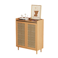 Spacious Woven Door Entryway Shoe Cabinet With Multi-Layer Storage For Modern Home, Eco-Friendly Solid Wood , Functional And Stylish Hallway Organizer CWG-02265