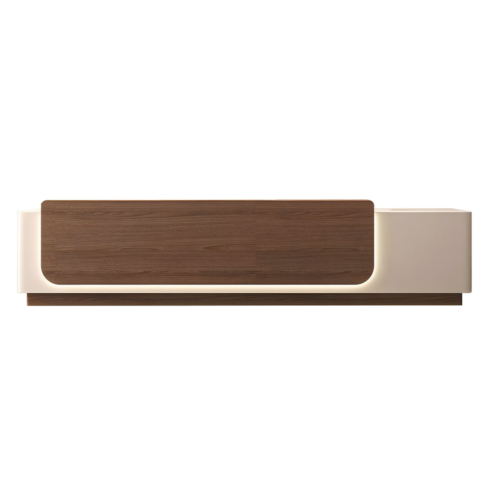 Retail Reception Desk 63-157 in Wide with File Drawers, LED Lighting & Transaction Counter