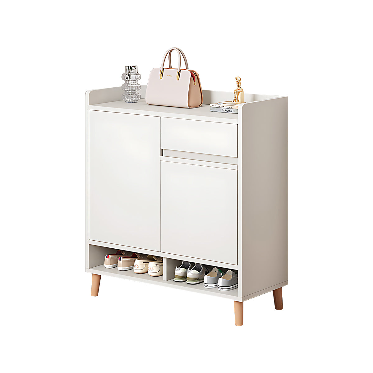 Premium Solid Wood Entryway Shoe Cabinet With Spacious Storage, Adjustable Shelves And Soft-Close Press Doors For Modern Homes CWG-02266