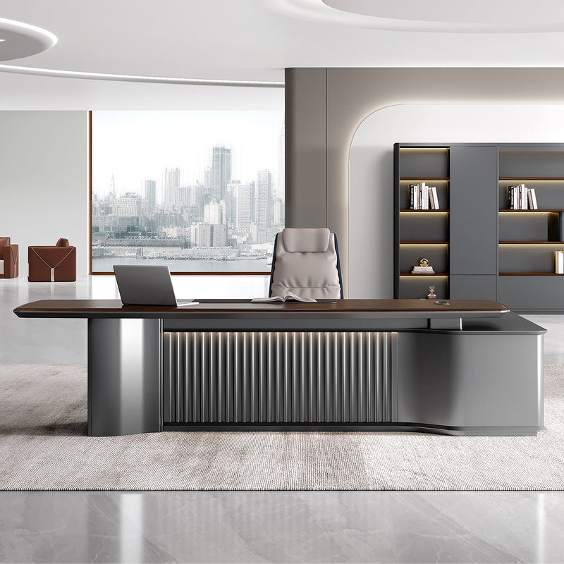 U-Shaped Executive Desk 94-142 in Wide with Lumbar Support for Home Office
