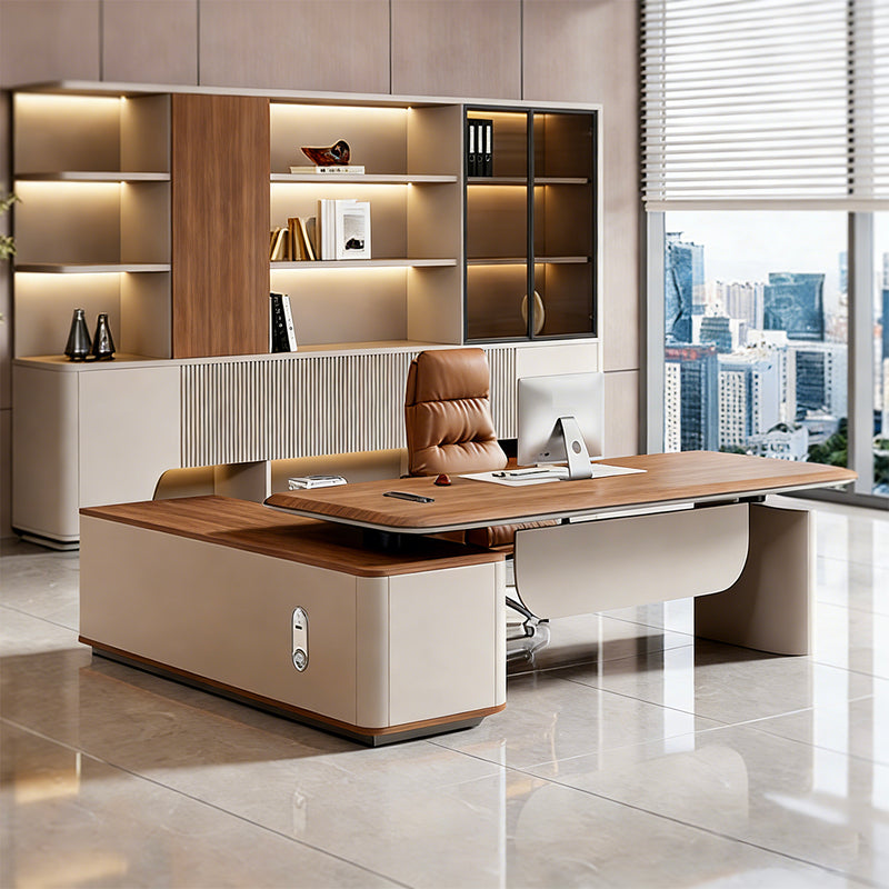 Modern Executive Desk 71-126 in Wide with USB Ports, Wireless Charging & Cable Management