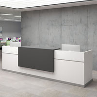 Color-Blocked Reception Desk with Mobile Cabinet and Compartments for Consultation and Reception JDT-1072