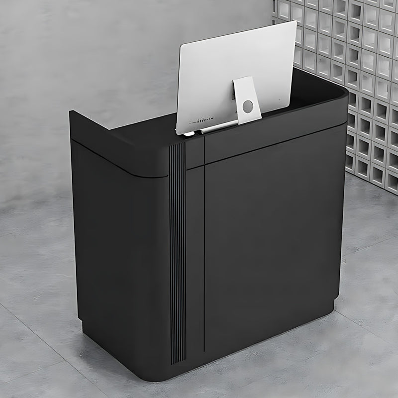 Curved Reception Desk 28-79 in Wide with Lockable, Solid Wood & File Drawers for Salon