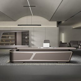 L-Shaped Executive Desk with Built-In Outlets, Side Storage & Lumbar Support