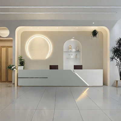 Segmented Design Straight Front Desk with Corner and Large Storage for Commercial Use JDT-073