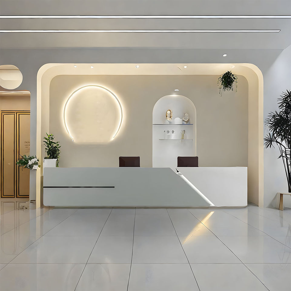 Segmented Design Straight Front Desk with Corner and Large Storage for Commercial Use JDT-073