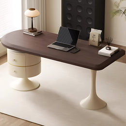 Curved Reception Desk with Lumbar Support, Solid Wood & File Drawers for Office Lobby