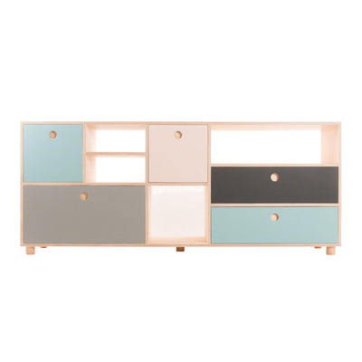 Minimalist Storage Cabinet with Drawers – Compact Bookshelf with Round Handles and Enclosed Storage Drawers for Home and Office CWG-2183