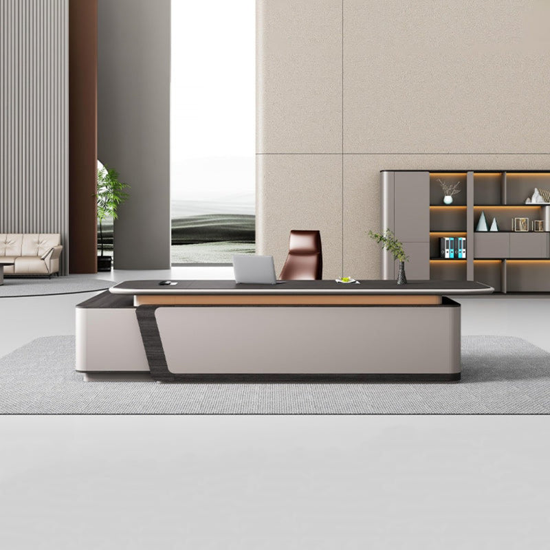 Modern Executive Desk 94-149 in Wide with Curved & LED Lighting for Home Office