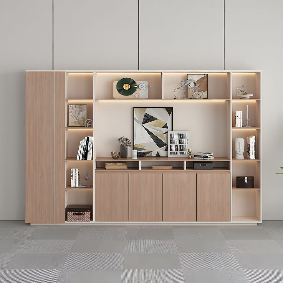 Premium Wooden Office File Cabinet with Open and Closed Storage for Executive Workspace WJG-2180