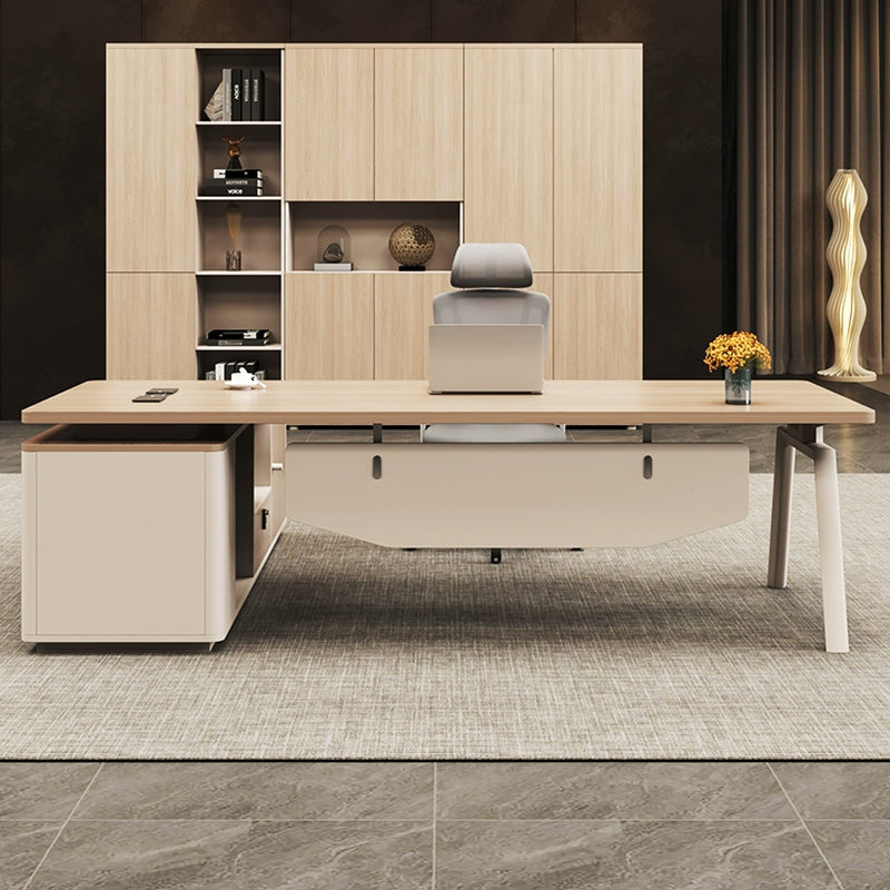 Refined Minimalist Executive Boss Desk With Side Cabinet And Cable Management LBZ-2172