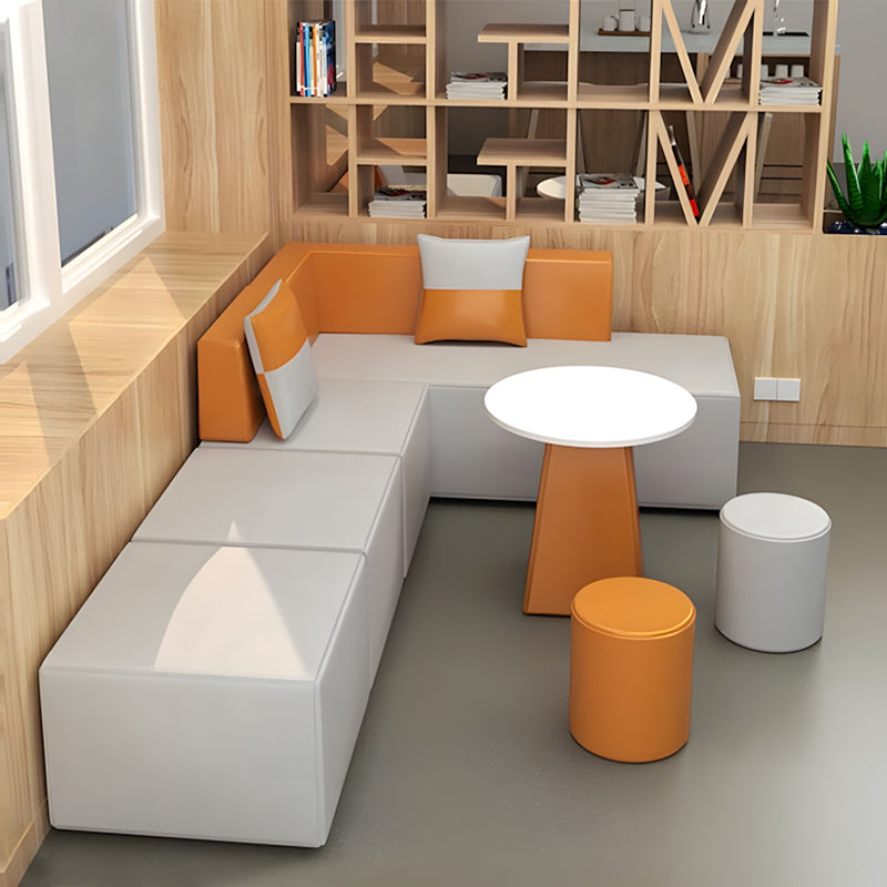 Modern Reception Desk with Modular, Solid Wood & Lumbar Support for Office Lobby