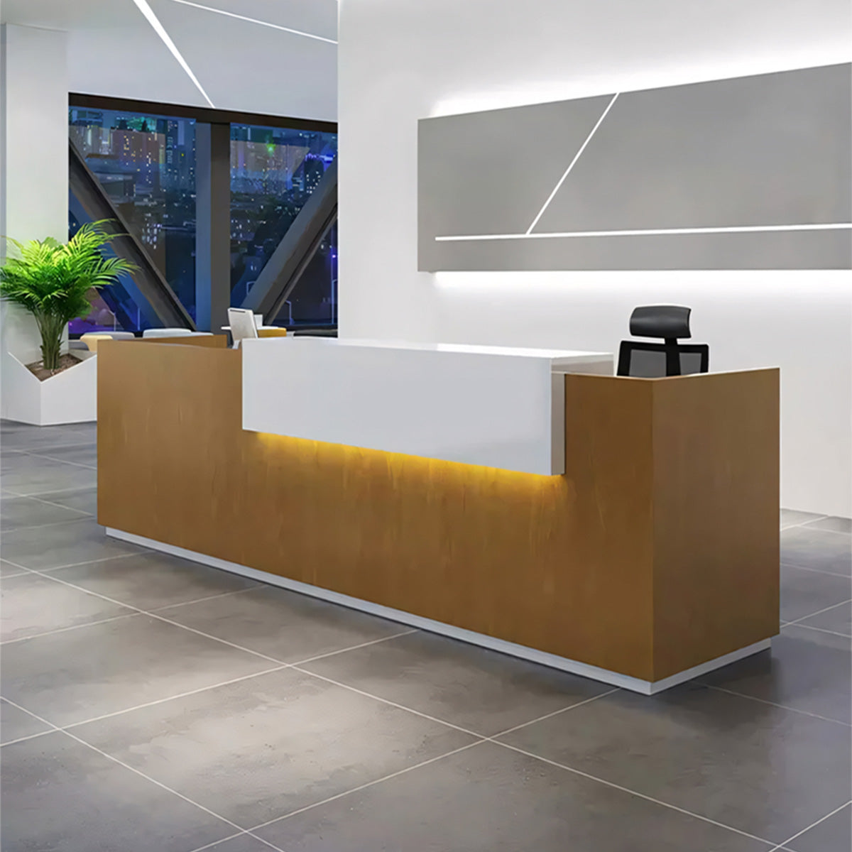 Block Color Straight Reception Counter with 2 Drawers and Cable Management for Reception JDT-056