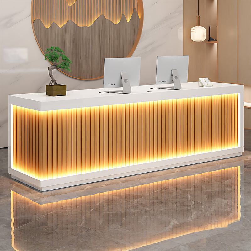 Salon Reception Desk 47-157 in Wide with LED Lighting & Lockable for Salon