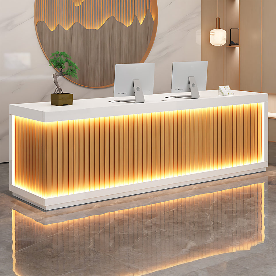 Salon Reception Desk 47-157 in Wide with LED Lighting & Lockable for Salon